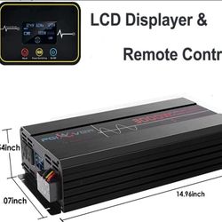 Pure Sine 3000W/6000W Peak Solar Backup, 1280Wh LiFePO4 10 Yr Battery, 50W Solar Charger, Wall Charger, Controller