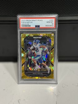 2023 Prizm Puka Nacua Gold Ice PSA 10 Draft Picks RC Rookie Rams 197 