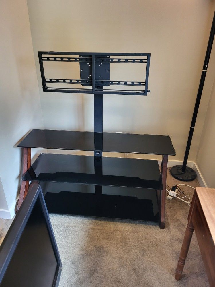 Glass TV Stand with Built In Mount