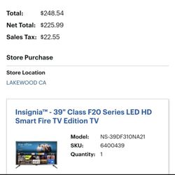 Insignia 39" Class F20 Series Led Hd Smart Fire Tv