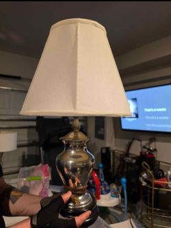 Silver Urn Table Lamp with Cream Shade