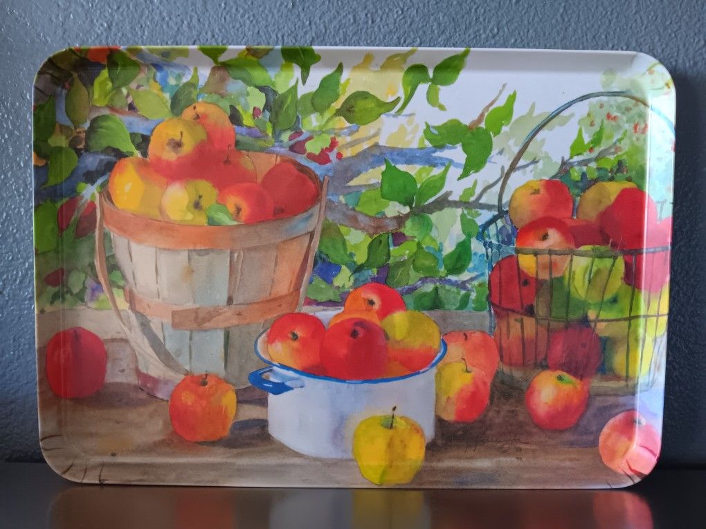 "Apple Picking" Melplus Melamine Serving Tray By R2S 17.5" x 12". Made In Italy.