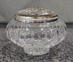Stuart Cut Crystal Rose Bowl with Metal Frog