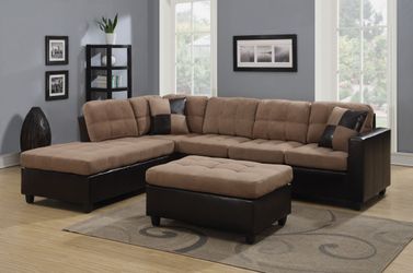 Tan/Dark Brown Sectional *BRAND NEW*