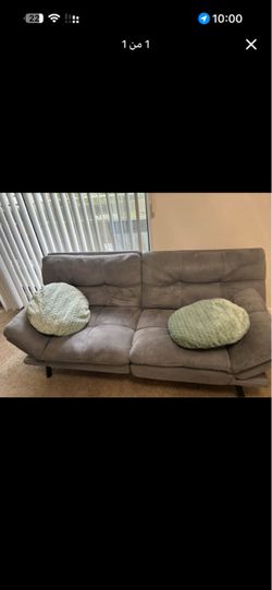 Gray Fabric Two-Seater Sofa Converts to bed
