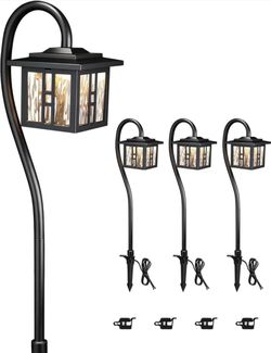 (Brand New in Box) LITFIT Low Voltage Landscape Lighting, 4-Pack LED Pathway Lights Outdoor 12V 3W 185LM 3000K Black Yard Lights with Connector, Alum