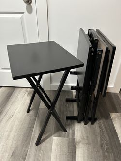 Folding TV Tray Table Set - Black