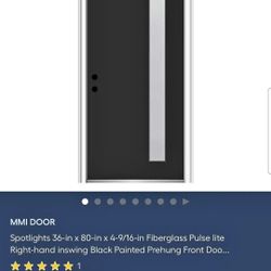 MMI Door Spotlights 36-in x 80-in x 4-9/16-in Fiberglass Pulse Lite Left Inswing 