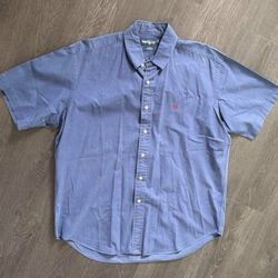 Ralph Lauren Blake Short Sleeve Button Down Shirt in Blue, Men's Size L.