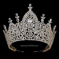 Luxury Diamond Simulants Crown Wedding Prom Pageant headpiece accessories tags: dress gown decorations