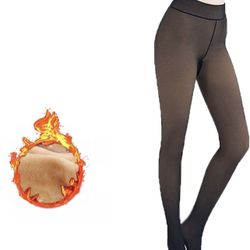 Brandnew Fleece Lined Tights Women Translucent Fleece Pantyhose Winter Warm Fake Translucent Tights(S-M)