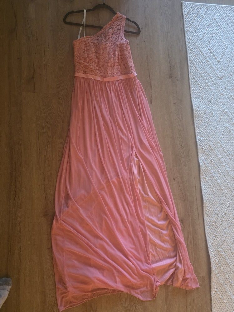 David's Bridal Peach One Shoulder Dress
