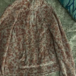 Little Girls Pink Leopard Print Fleece Pullover Size 6
