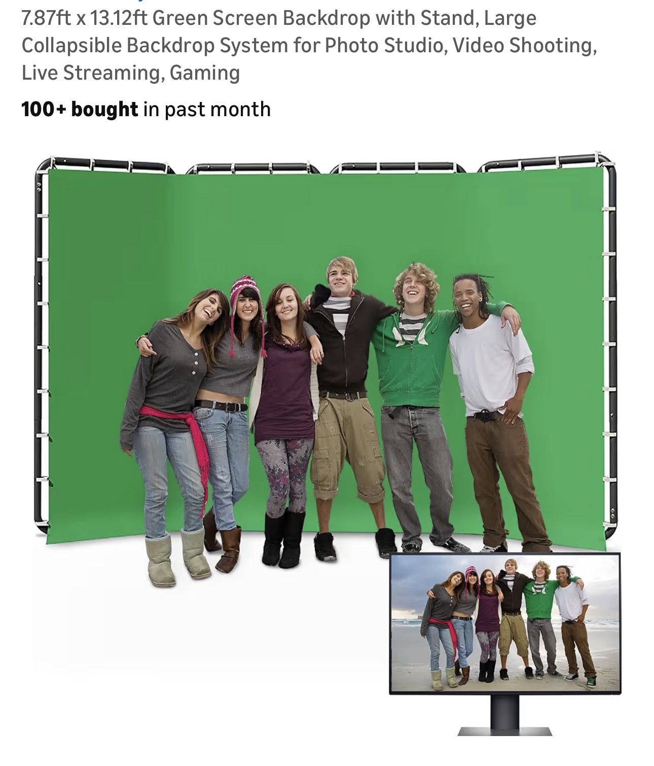 7.87ft x 13.12ft Green Screen Backdrop with Stand