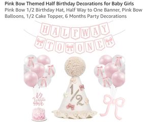 Pink Bow Themed Half Birthday Decorations