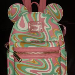 Disney Loungefly Pink Swirl & Green Backpack