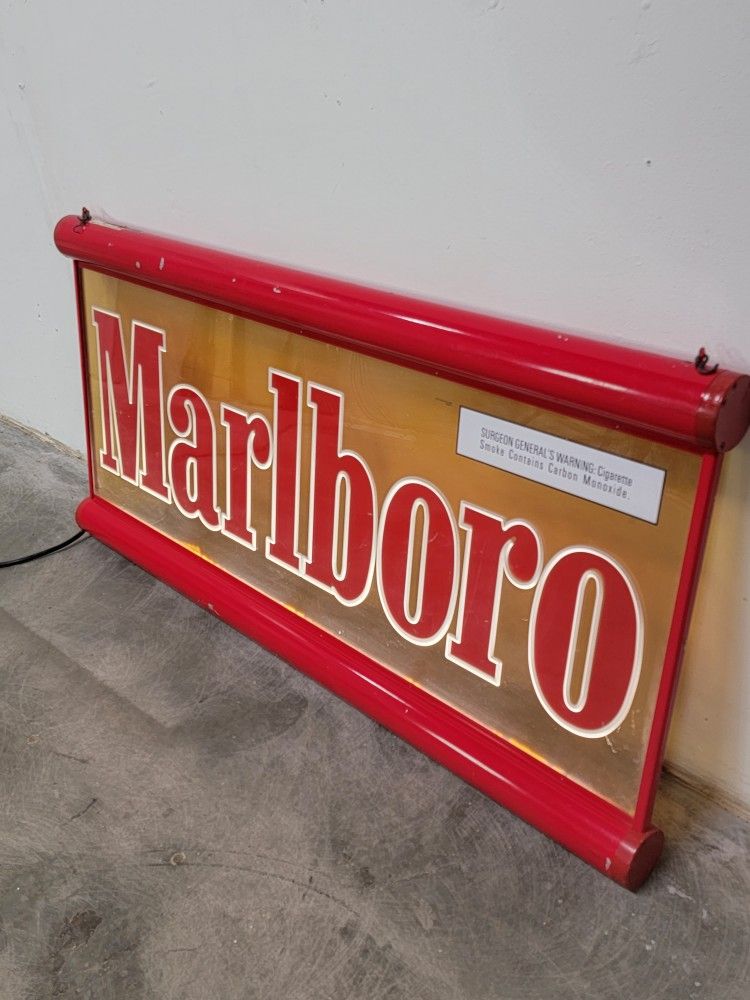Large Mid Century Vintage Lighted Marlboro Sign