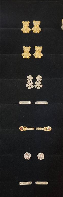 Solid 925 Sterling Silver, Flowers, Hearts and gold filled Bear earrings