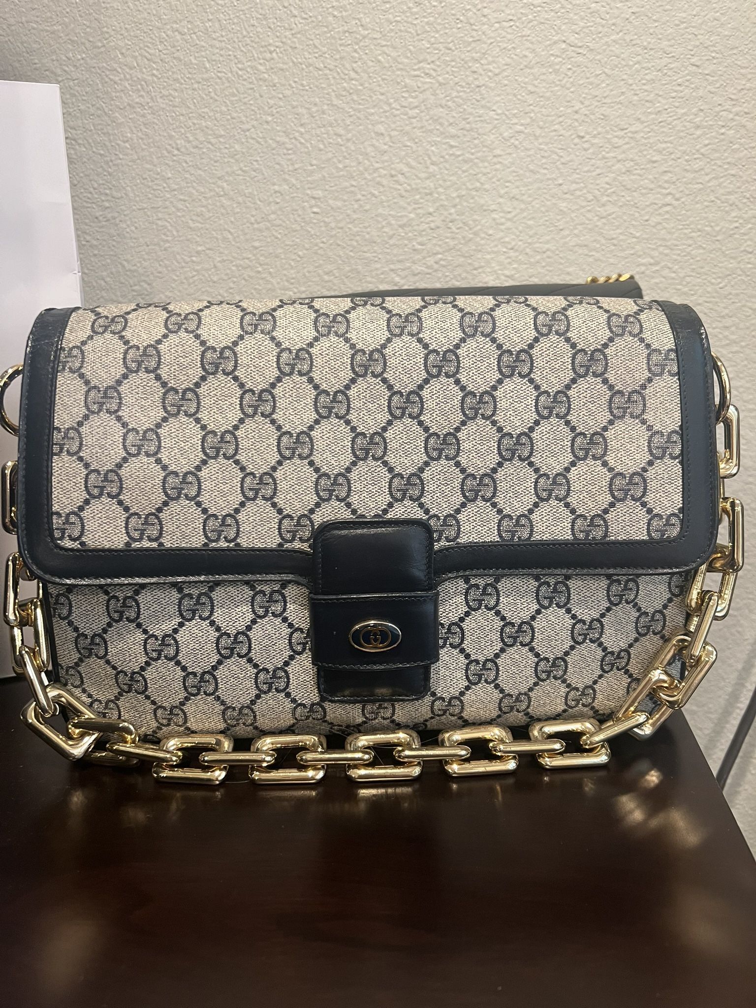 Vintage Gucci Bag With Custom Chain 
