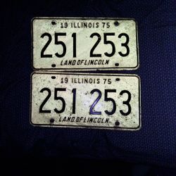 Vintage Masking Illinois License Plates In Yellow From 1975, Most Likely Special Plates Number 251-253