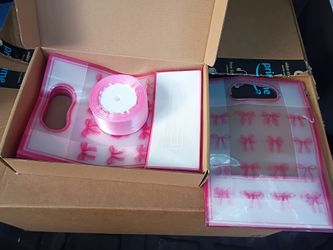 Pink Bow Gift Bags with Ribbon and Cards Set
