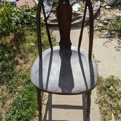 Chairs One Brown Wood Vintage 