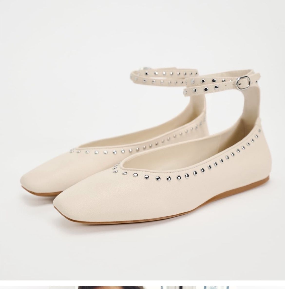 ZARA Studded Ankle Strap Ballet flats