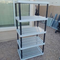 5 Tier Plastic Utility Shelving Unit 36x24x74 Garage Shelves 