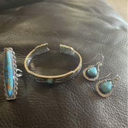 Ring ,cuff Nd Earrings Set