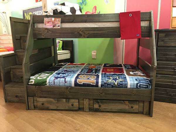 Twin overfull bunk bed with stairway chest. Color choice