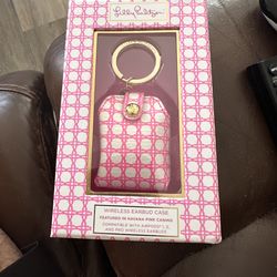 Lilly Pulitzer Havana Pink AirPods Case Charging Port Access Ring Clip