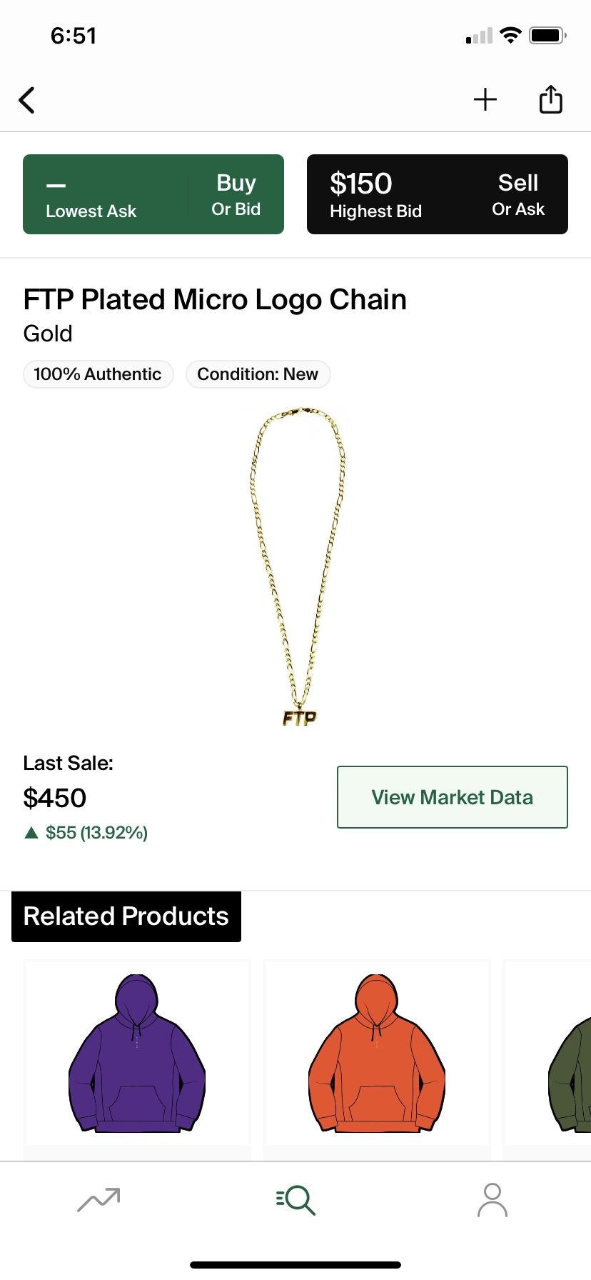 FTP Gold Plated Micro Logo Chain 20