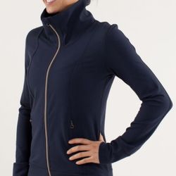 Lululemon Daily Yoga Jacket Athleisure Casual Comfy Navy Off White 