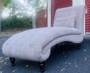 Emerald Ava fabric nailhead chaise lounge