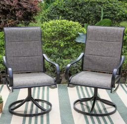 (Set of 2) Dark Bronze Metal Swivel Patio Chairs