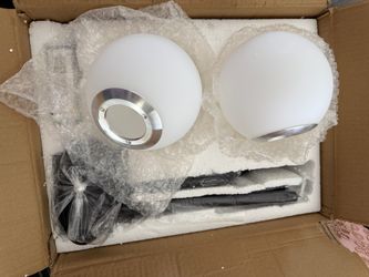 Globe Floor Lamp with Two White Shades