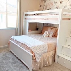 White Bunk Bed With Stairs 