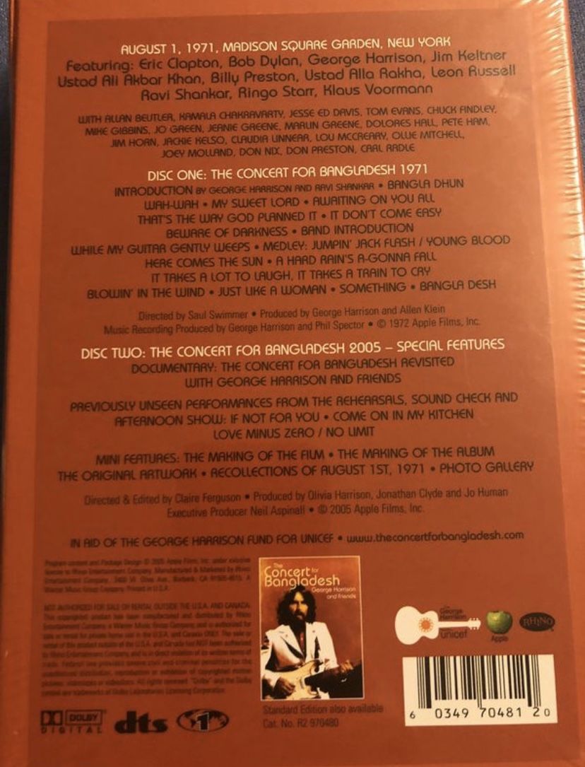 GEORGE HARRISON CONCERT FOR BANGLADESH LIMITED NUMBERED DVD BOX DELUXE SET NEW! SEALED!