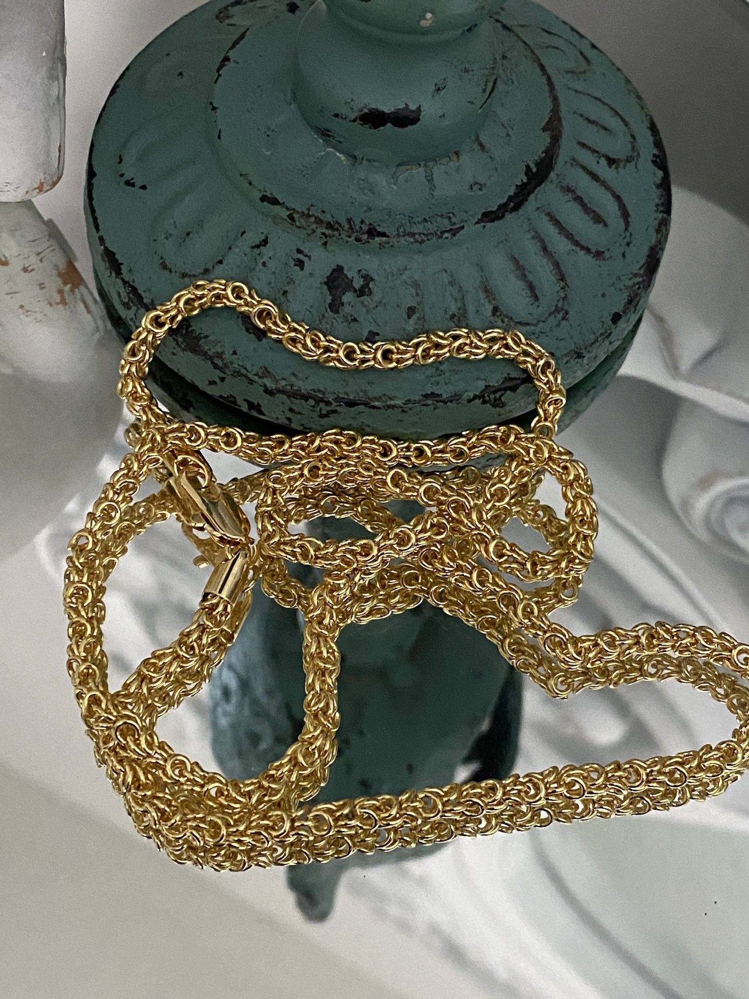 18k GPL Byzantine Chain Necklace 18” 24” 4mm