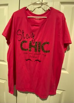 Just My Size Plus Size Stay Chic "Ask Me About My Lashes" Hot Pink Graphic Tee Size 4X