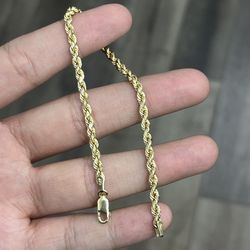 14k Gold Rope Chain Bracelet 