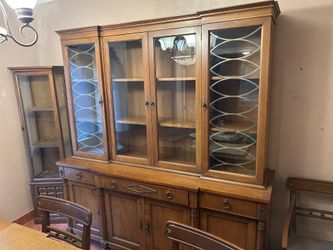 Curio cabinet with matching table