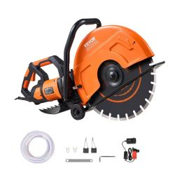  Electric Concrete Saw, 16 in, 3200 W Motor Circular Saw Cutter with Max. 6 in Adjustable Cutting Depth, Wet Disk Saw Cutter Includes Water Line, Pump