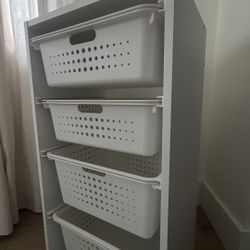 White Storage Organizer with Baskets – Like New