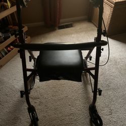 Maroon Medline Walker With Seat & Storage 