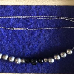 Black Onyx and Silver Beads 