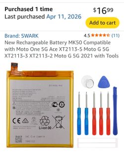 Battery for Motorola One 5G Ace (unused)