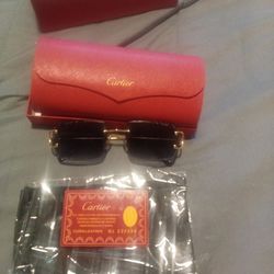 Cartier Sherbett Gradient Sunglasses, Rimless, Eye 58mm, Bridge19mm, Temple140mm, Precious Metal Frame, Gradient Multi Lens Color 