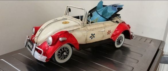 Vintage VW Beetle Convertible Metal Model Car