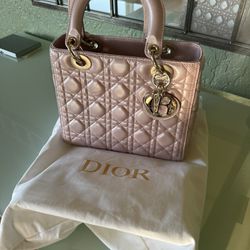 Lady Dior  Medium Size Pearlescent Pink Bag